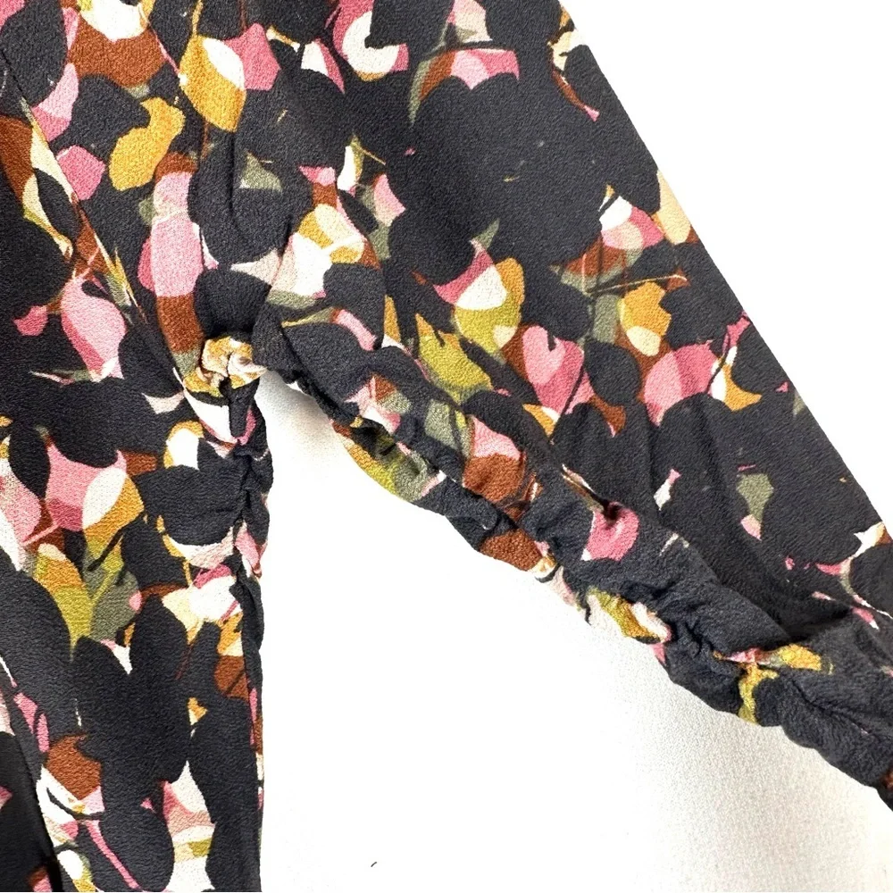 Lovestitch Tie Neck 3/4 Sleeve Abstract Floral Blouse‎ Office